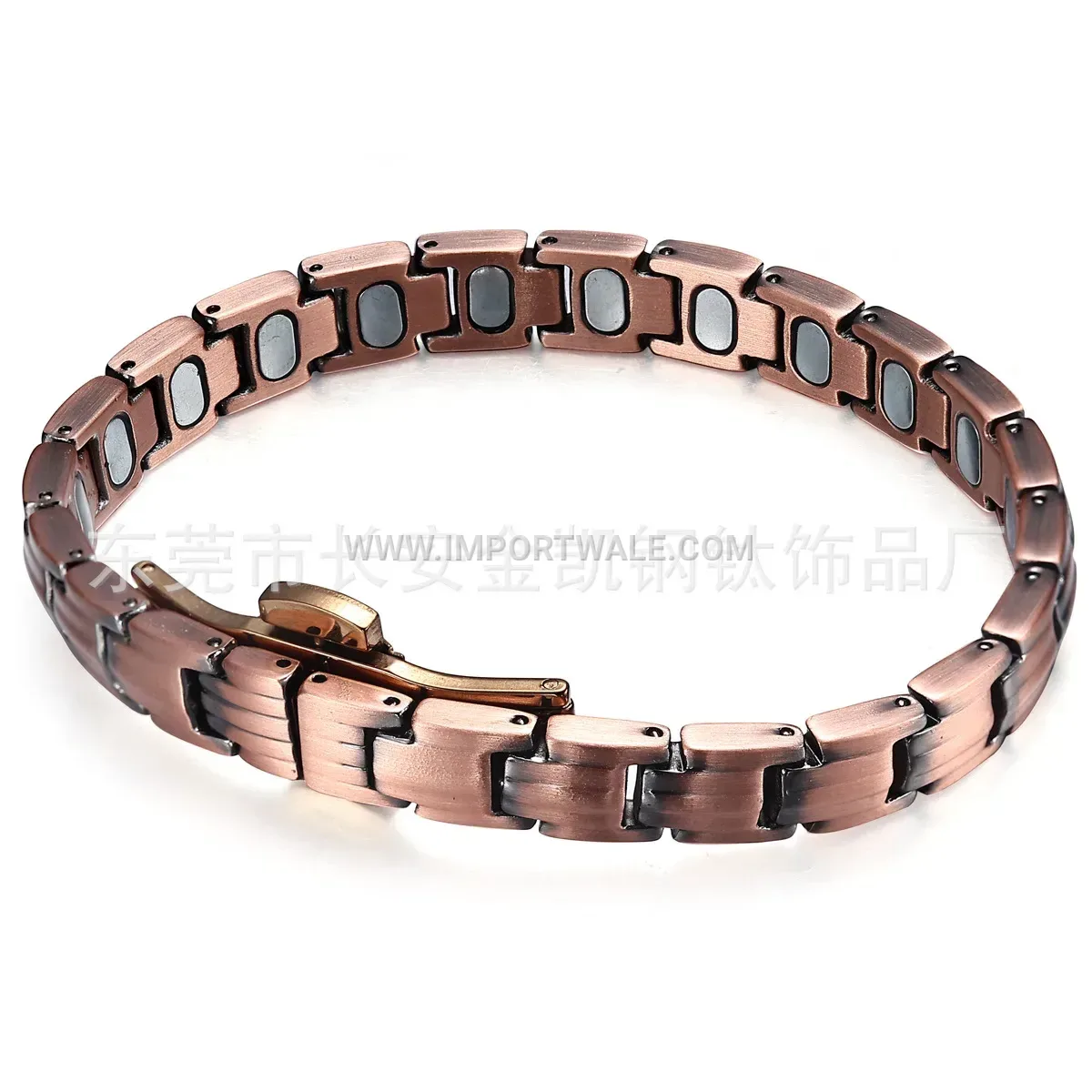 Thickened Vintage Red Copper Square Link Magnetic Bracelet
