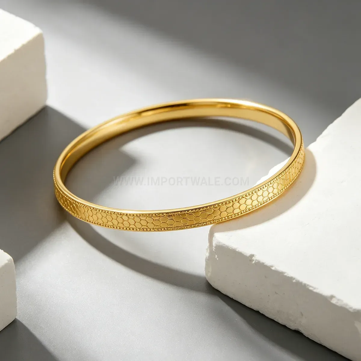 Stylish Gold Plated Stainless Steel Dragon Scale Bangle Bracelet