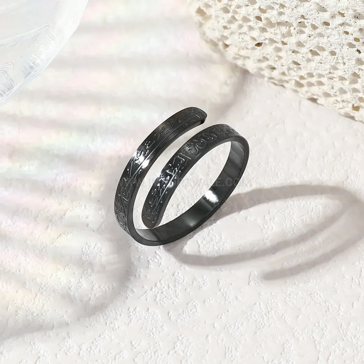 Adjustable Gold Plated Stainless Steel Open Script Ring