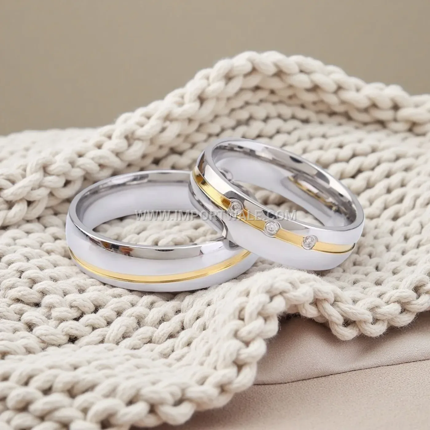 Crystal Studded 18K Gold Plated Stainless Steel Band