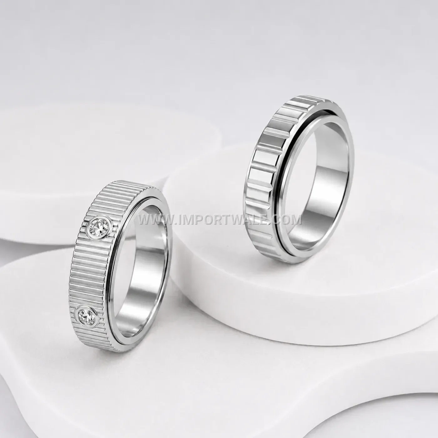 Engraved Stainless Steel Engraved Heart Ring Set