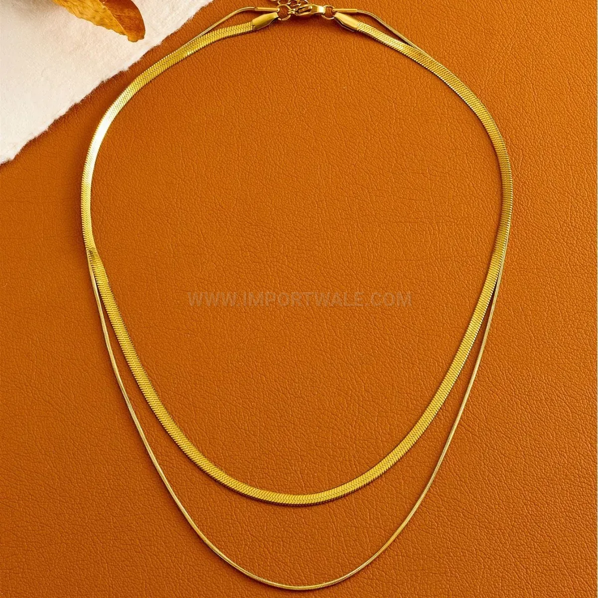 Bold Double Layered Titanium Steel Snake Chain Choker Necklace