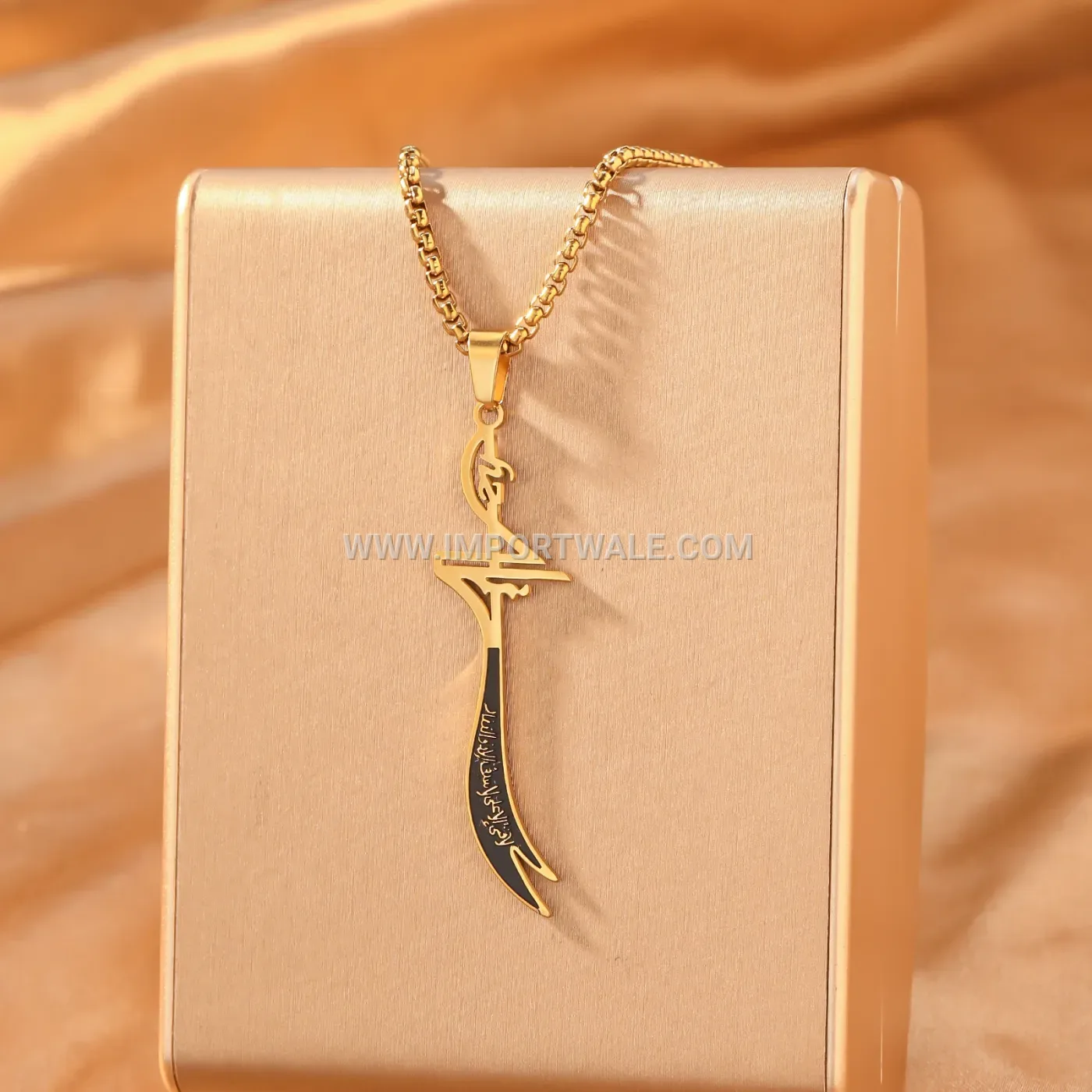 Stainless Steel Zulfiqar Scimitar Sword Islamic Pendant Necklace