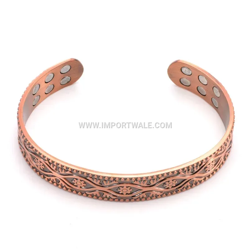 Vintage Pure Copper Sunflower Double Row Magnetic Bracelet