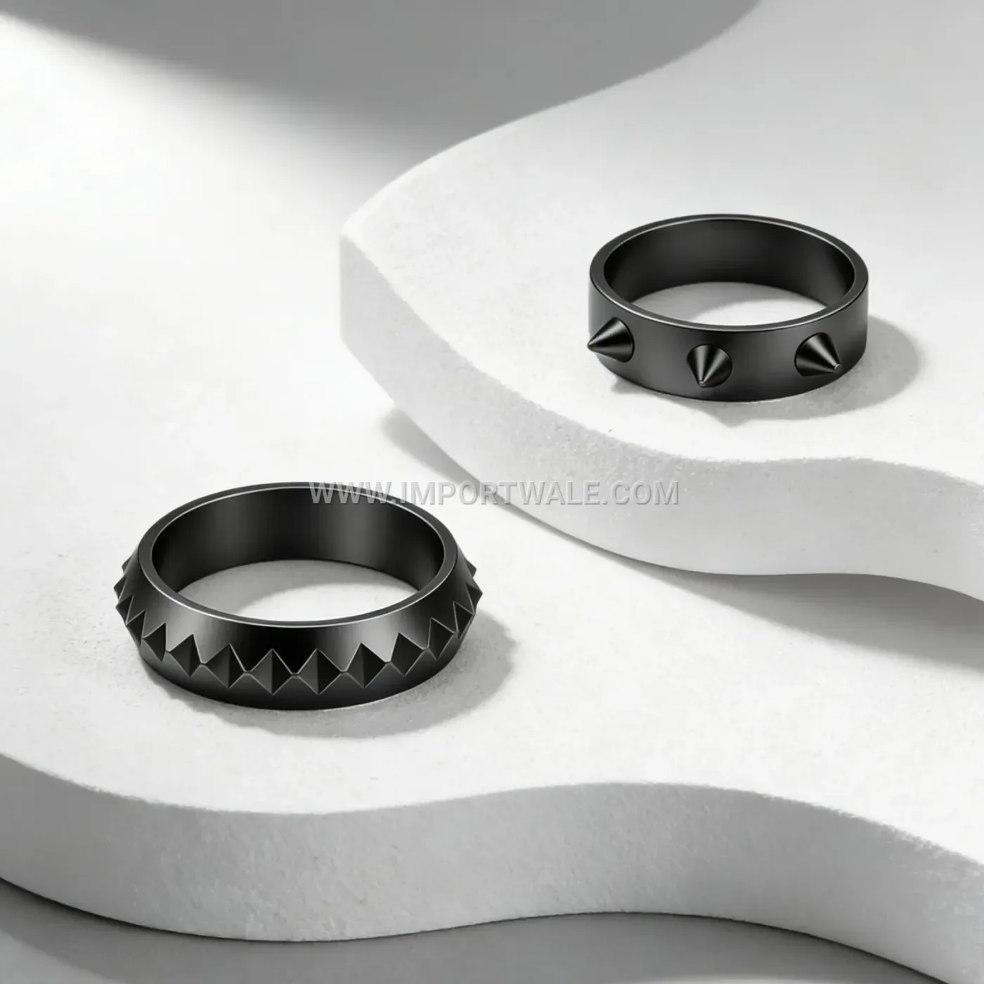 Three-Stud Punk Style Stainless Steel Spinner Ring
