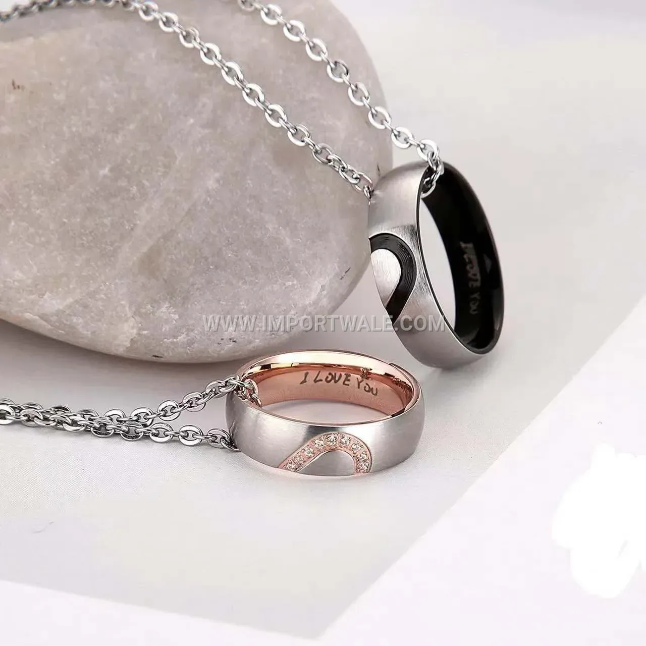 Engraved Stainless Steel Engraved Heart Ring Set