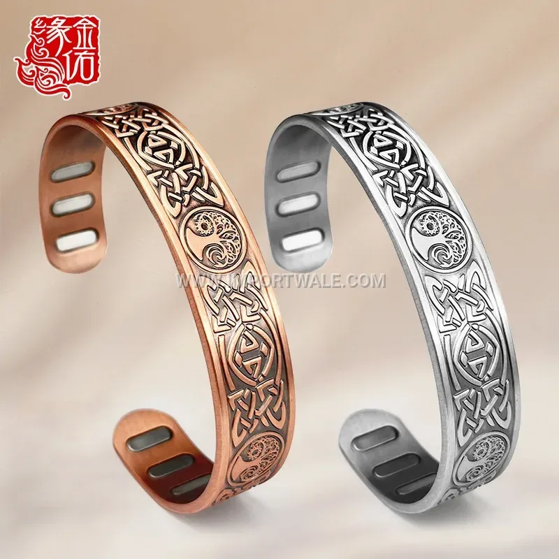 Celtic Sun Moon Tree Of Life Copper Magnetic Bangle
