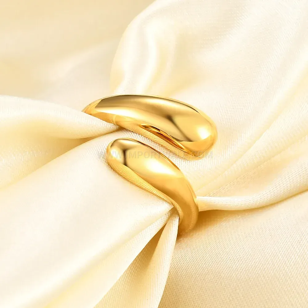 Designer Polished Irregular Geometric Open Stainless Steel Ring