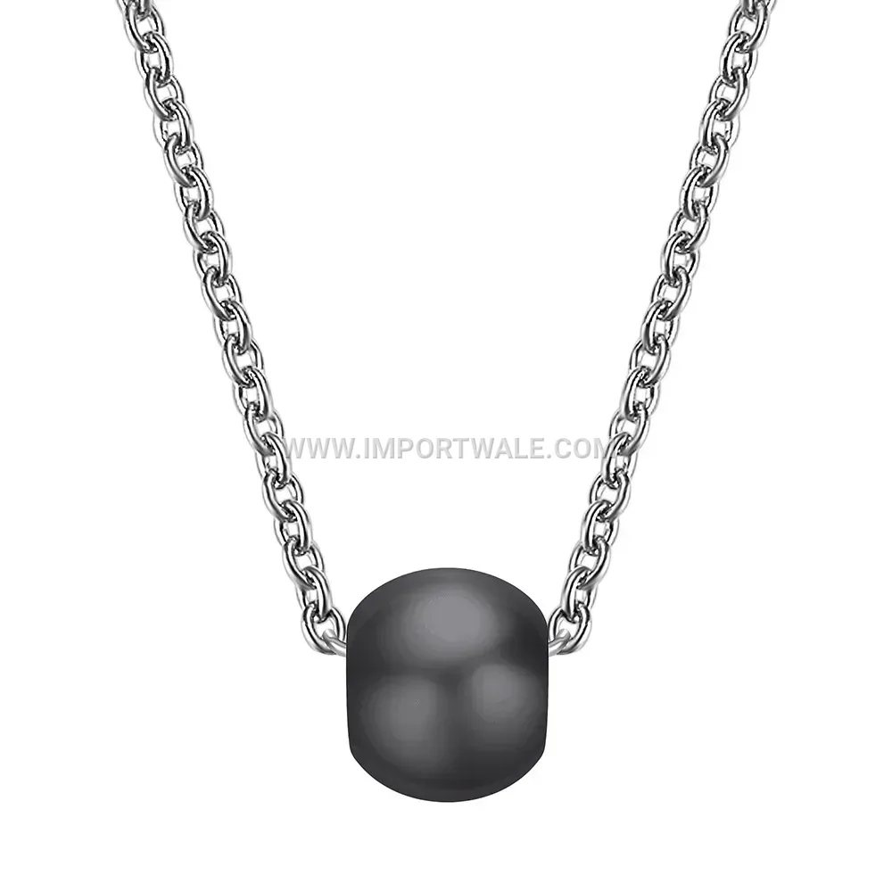 Minimalist Ceramic Sphere Pendant Stainless Steel Chain Necklace