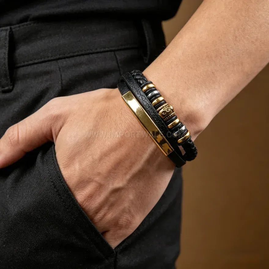 Trendy Multi Layer Braided Leather Wrap Bracelet With Magnetic Buckle