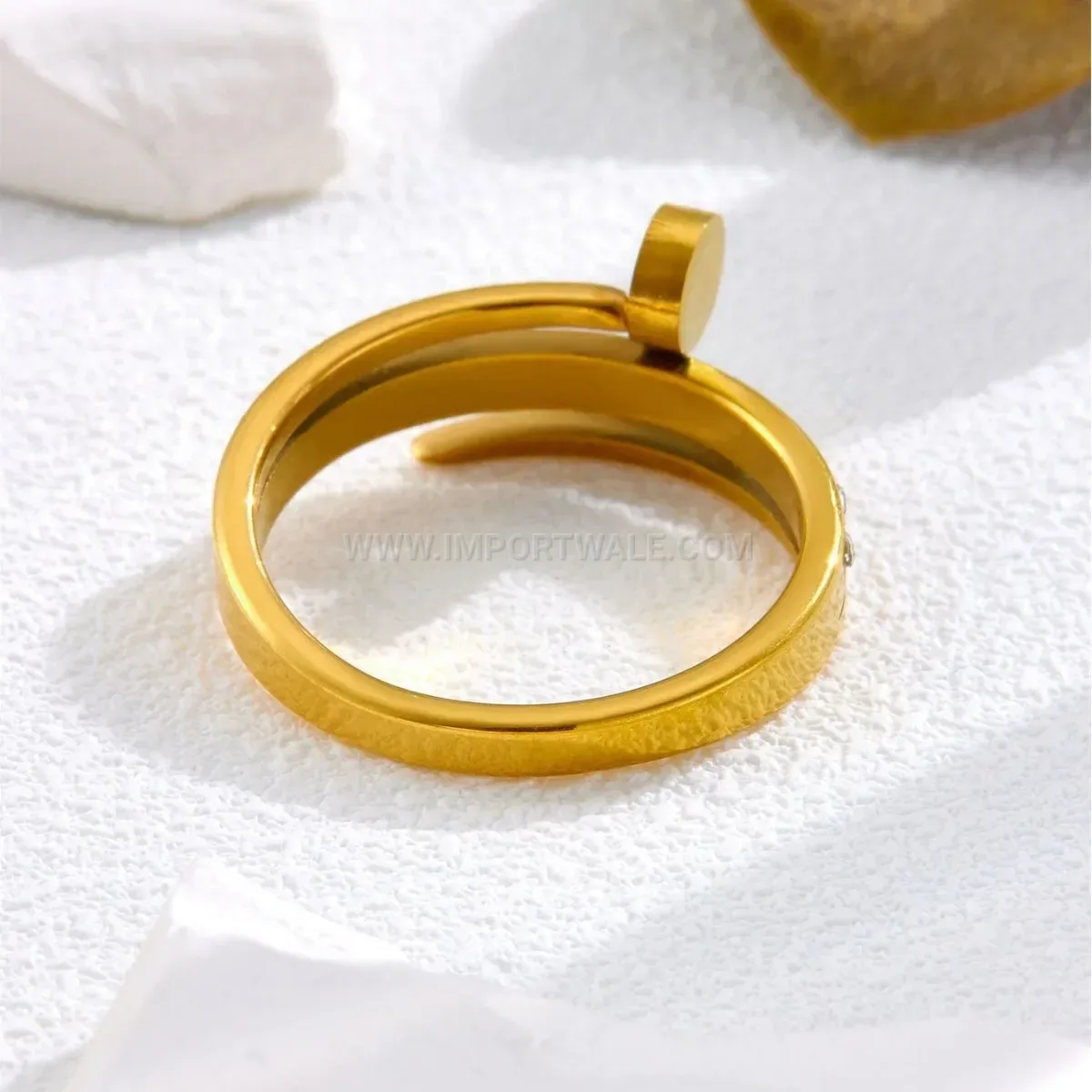 Geometric Nail Design Crystal Titanium Steel Ring