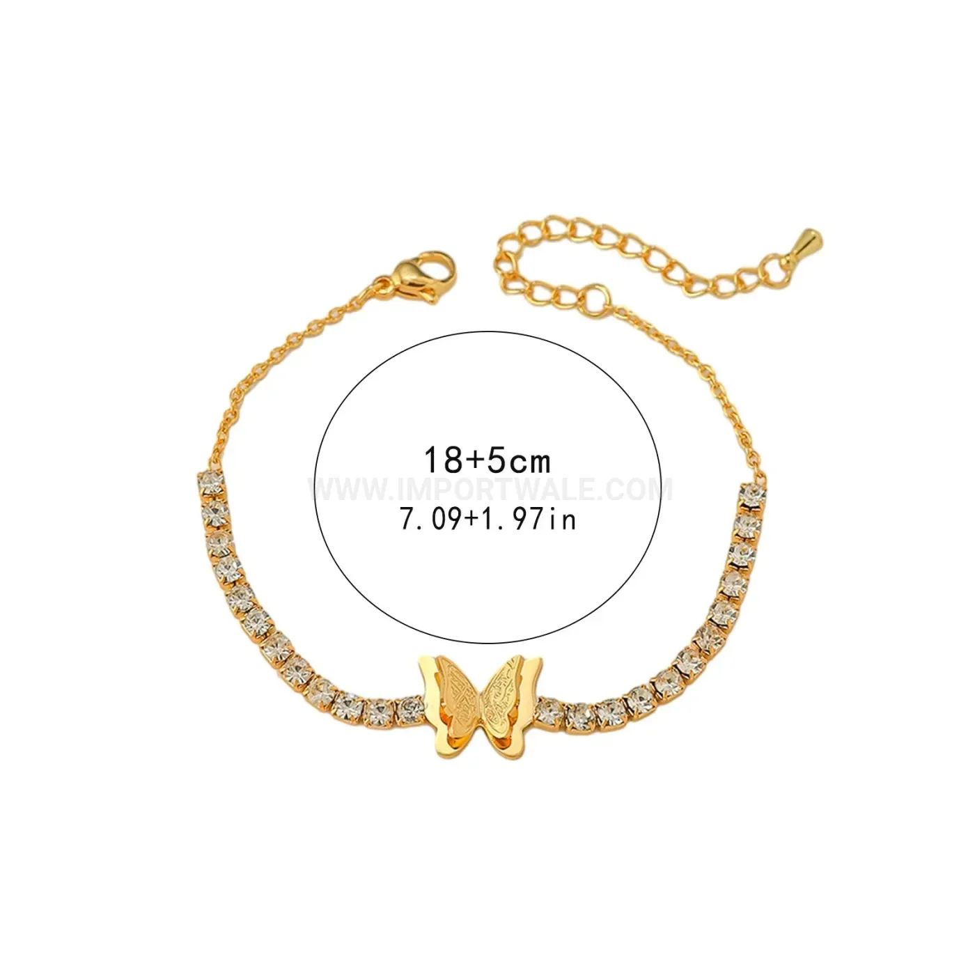 Butterfly Zircon Stainless Steel Islamic Charm Bracelet
