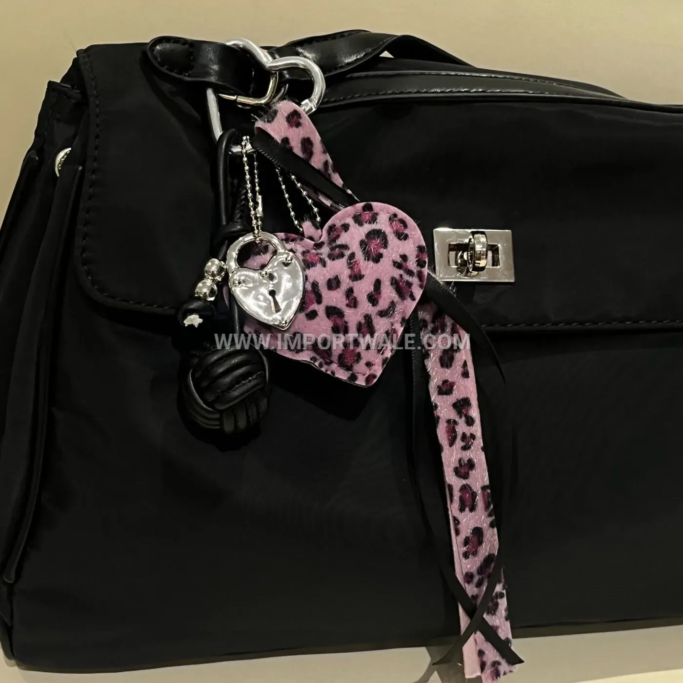 Leopard Print Faux Leather Heart Lock Creative Key chains