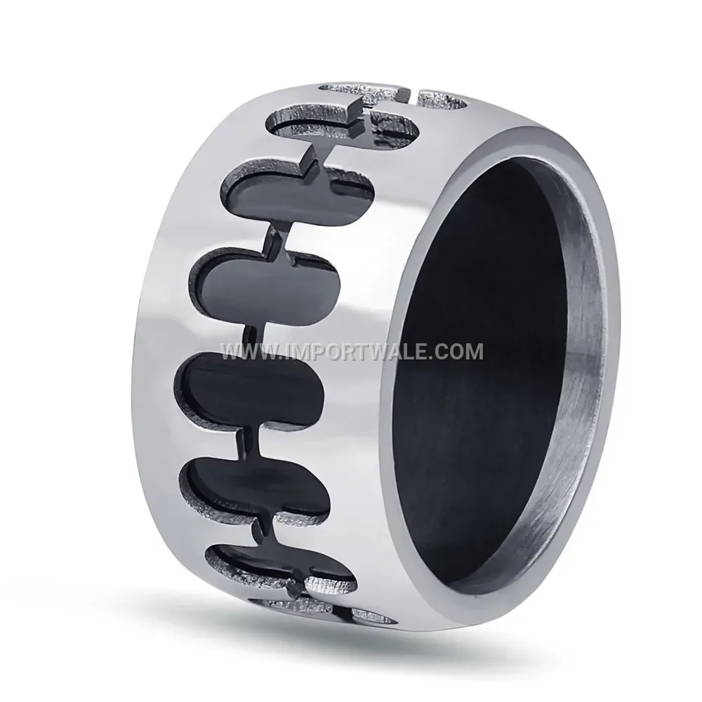 Symmetrical Epoxy Stainless Steel Band Ring
