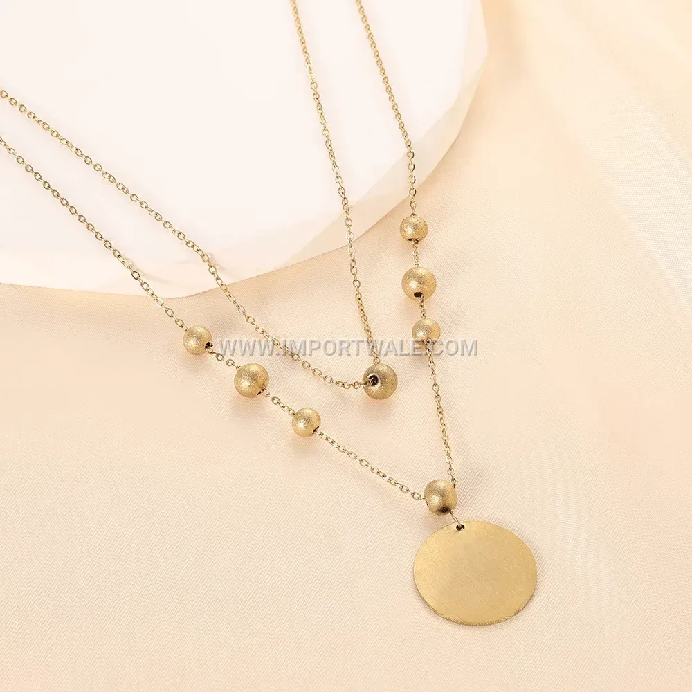 Double Layered Gold Plated Stainless Steel Heart Leaf Choker Necklace