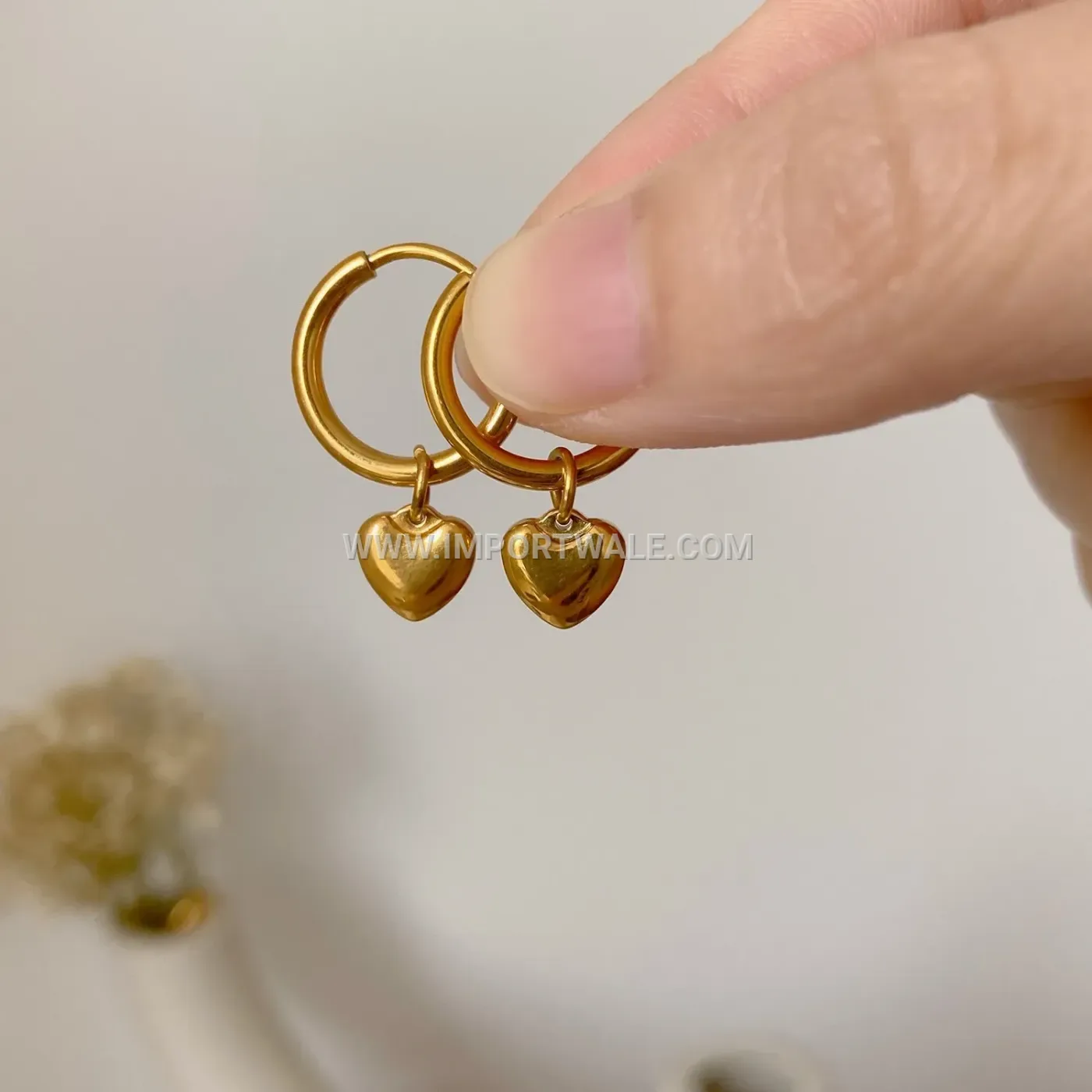 Gold Plated Stainless Steel Heart Hoop Earrings