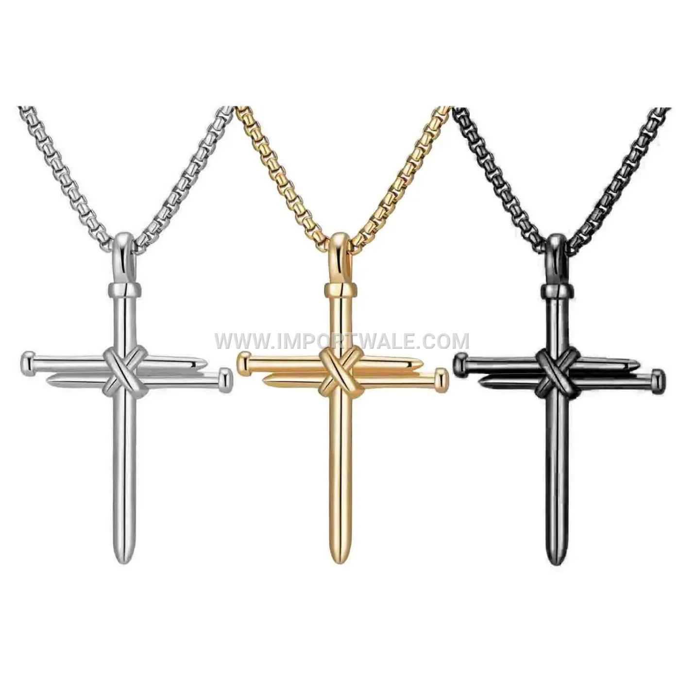 Vintage Nail Cross Stainless Steel Pendant Necklace