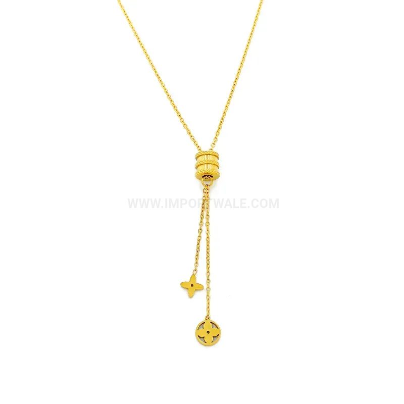 Gold Plated Titanium Steel Hourglass Tassel Collar Necklace