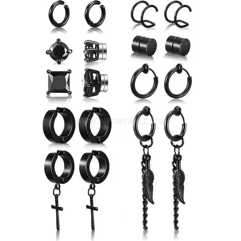 Elegant Gold Plated Zircon Cross Screw Piercing Stud Earrings