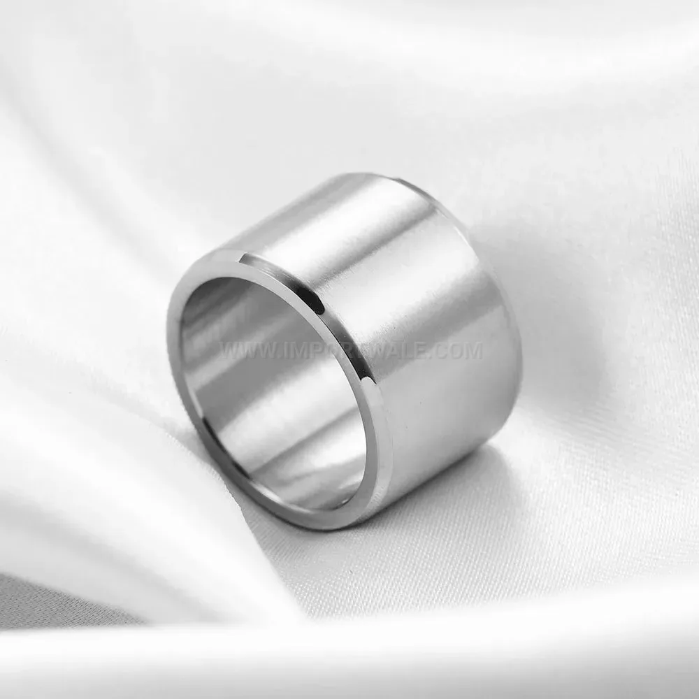 Elegant Brushed Matte Flat Top Stainless Steel Band Ring