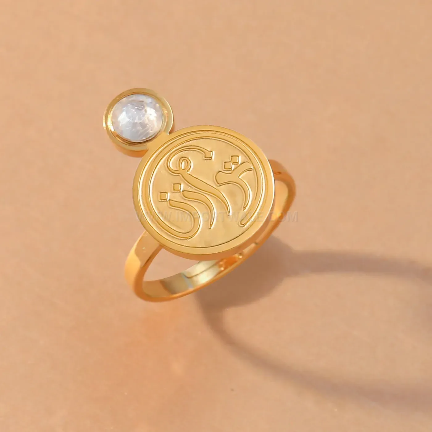 Stylish Cubic Zirconia Stainless Steel Vintage Scroll Adjustable Ring