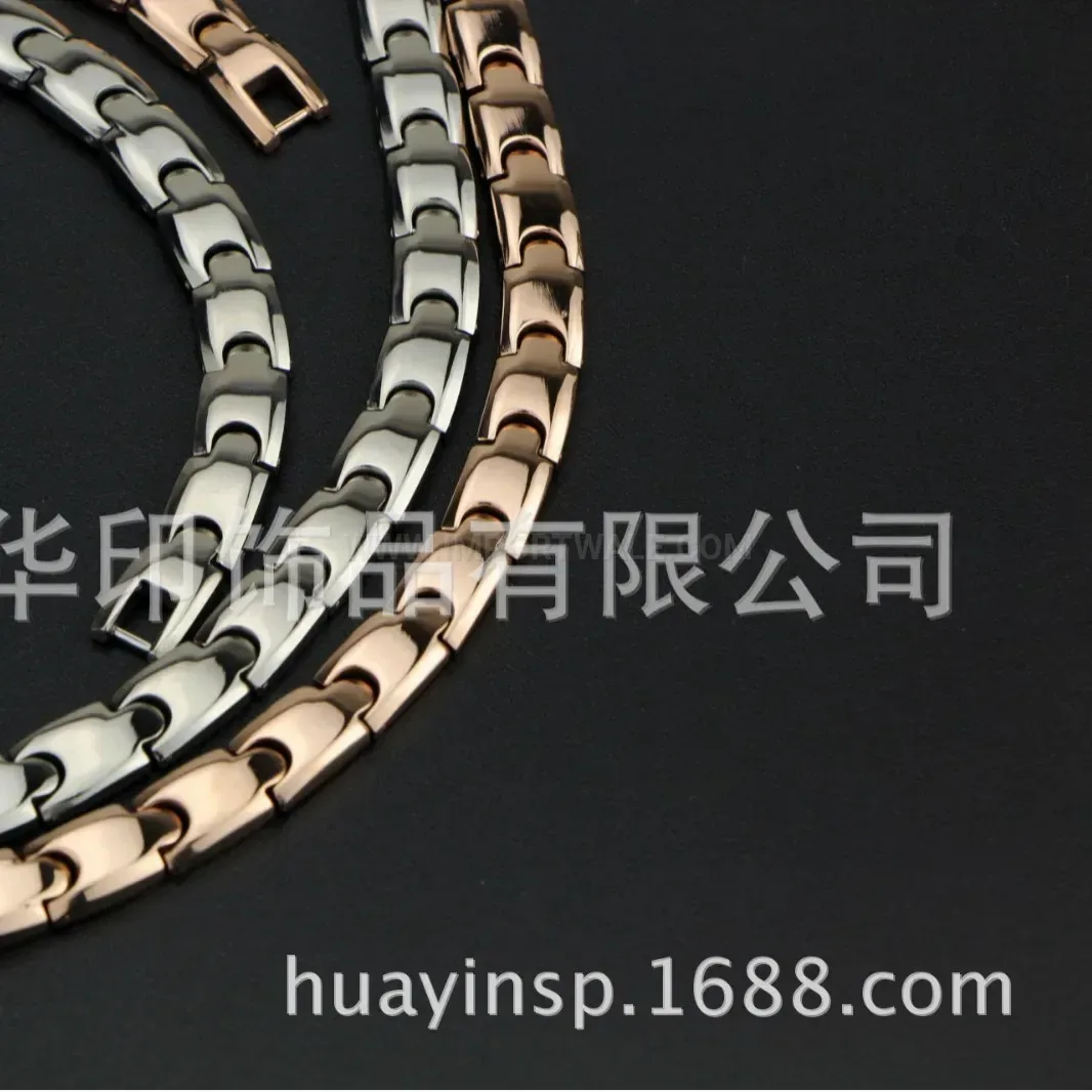 Fashion Geometric Bio Magnetic Steel Necklace With Hematite Stones