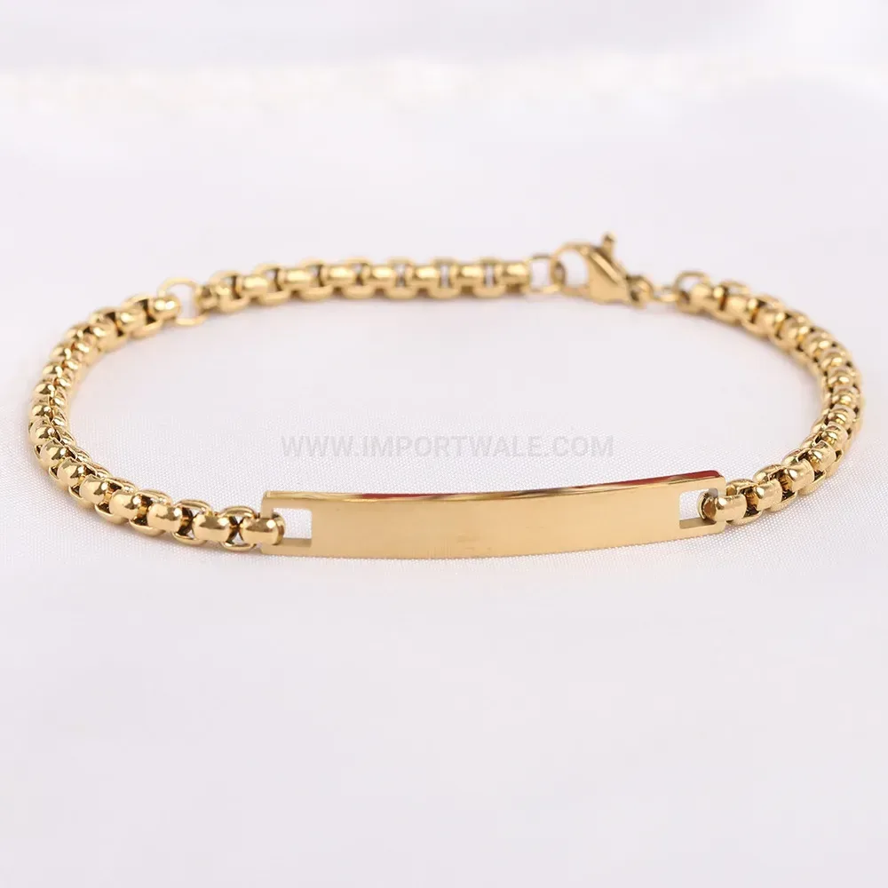 Sleek Curved Bar Stainless Steel Pearl Chain Bracelet