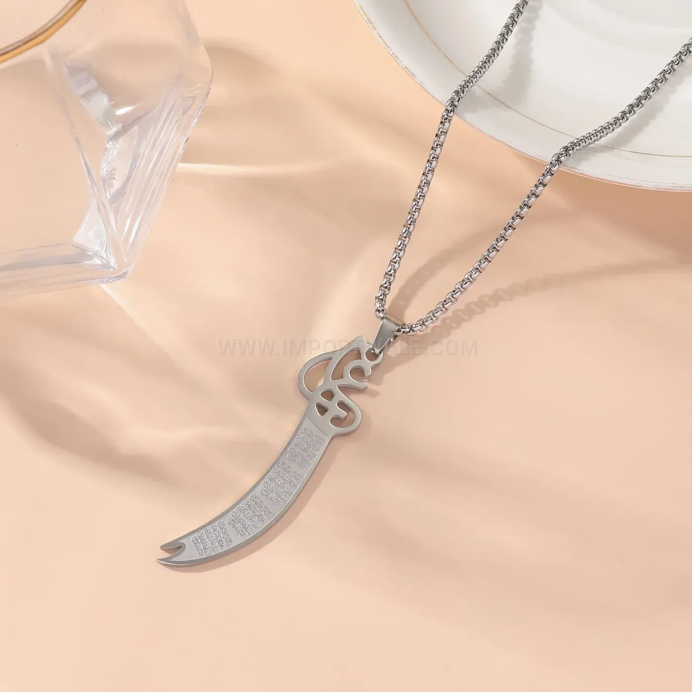 Modern Stainless Steel Zulfiqar Sword Islamic Pendant Necklace