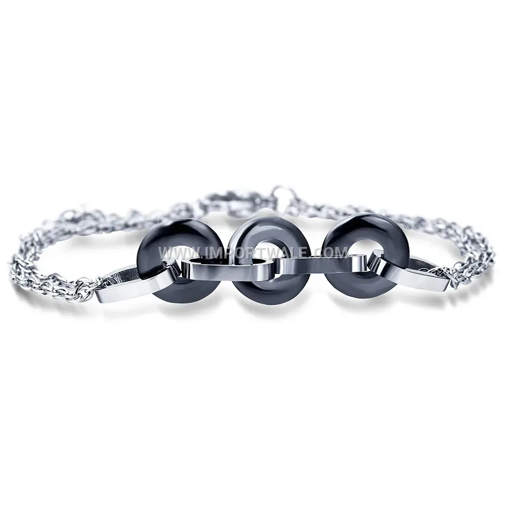 Geometric Ceramic Spliced Stainless Steel Chain Bracelet