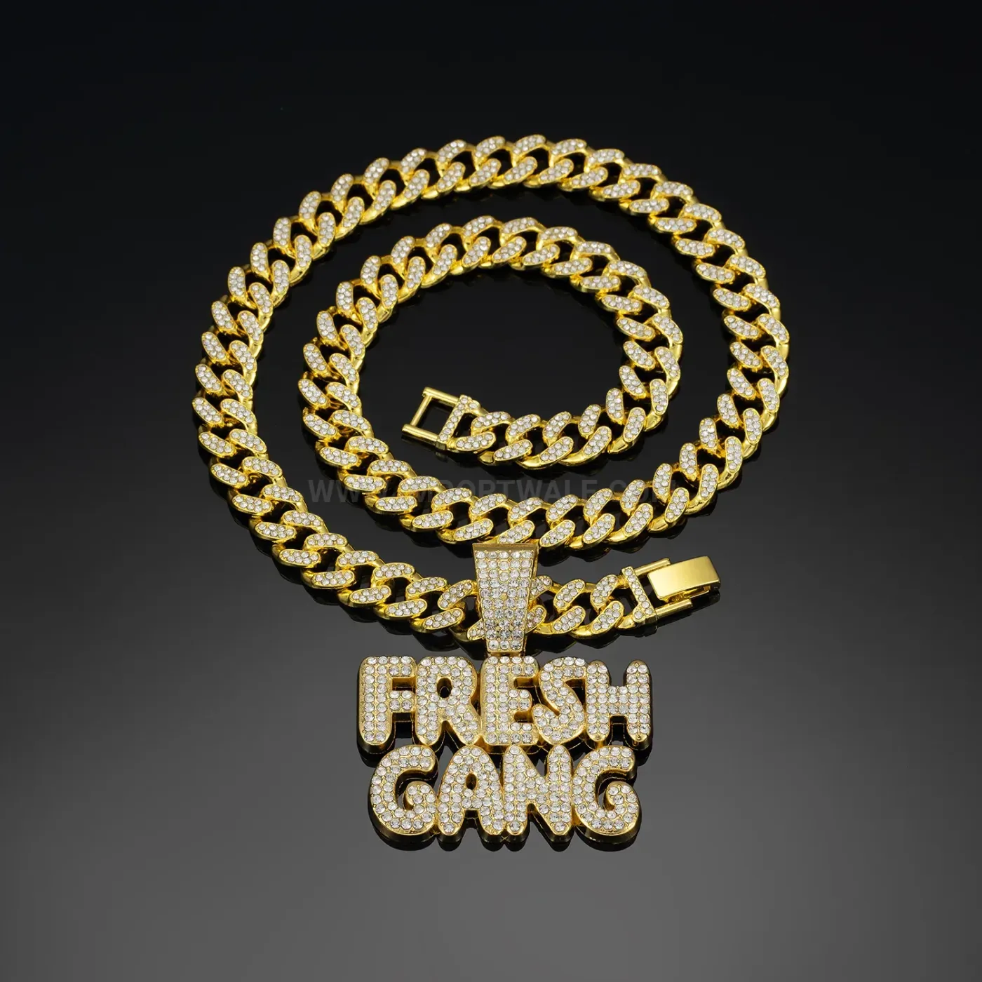 Designer Letter Tag Pendant Miami Cuban Link Chain Necklace