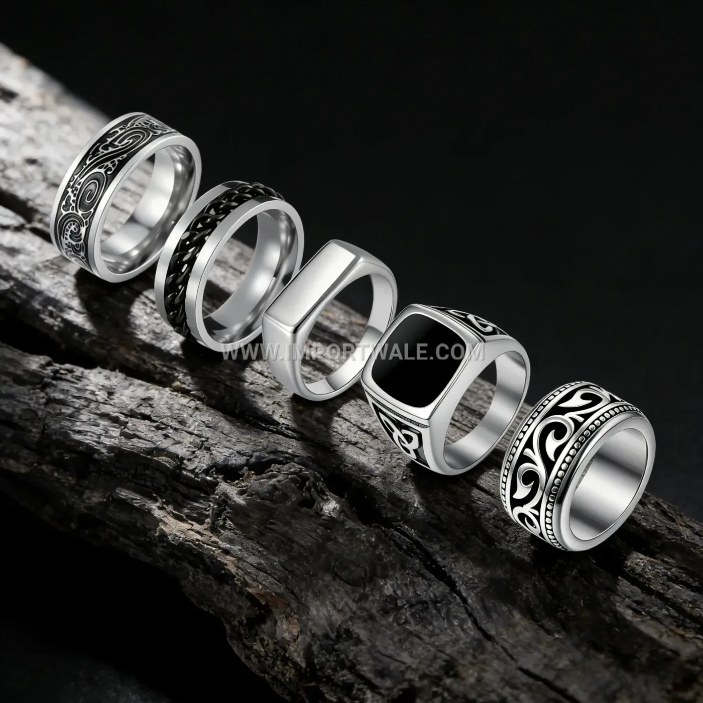 Geometric Electroplated Stainless Steel Band Ring