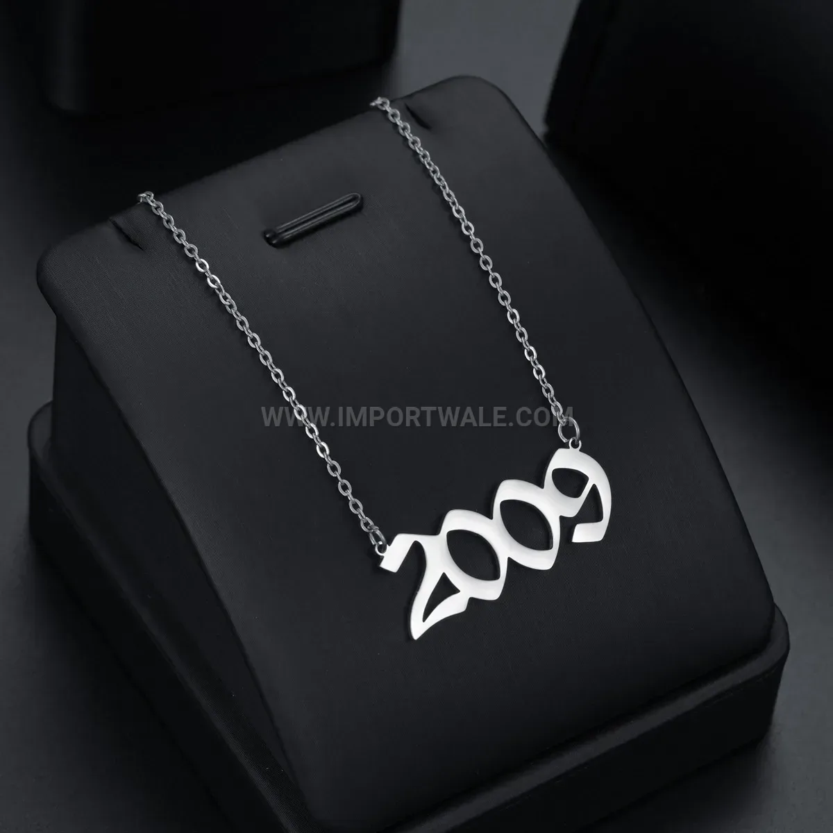 Customizable Stainless Steel Birth Year Number Pendant Necklace