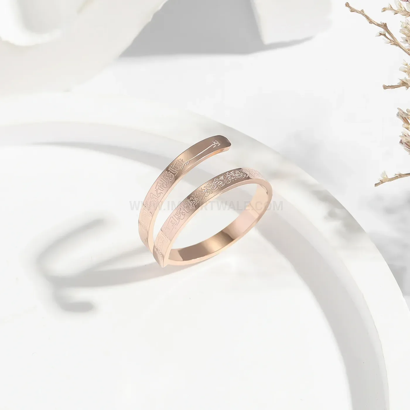 Classic Stainless Steel Ayatul Kursi Arabic Calligraphy Adjustable Ring