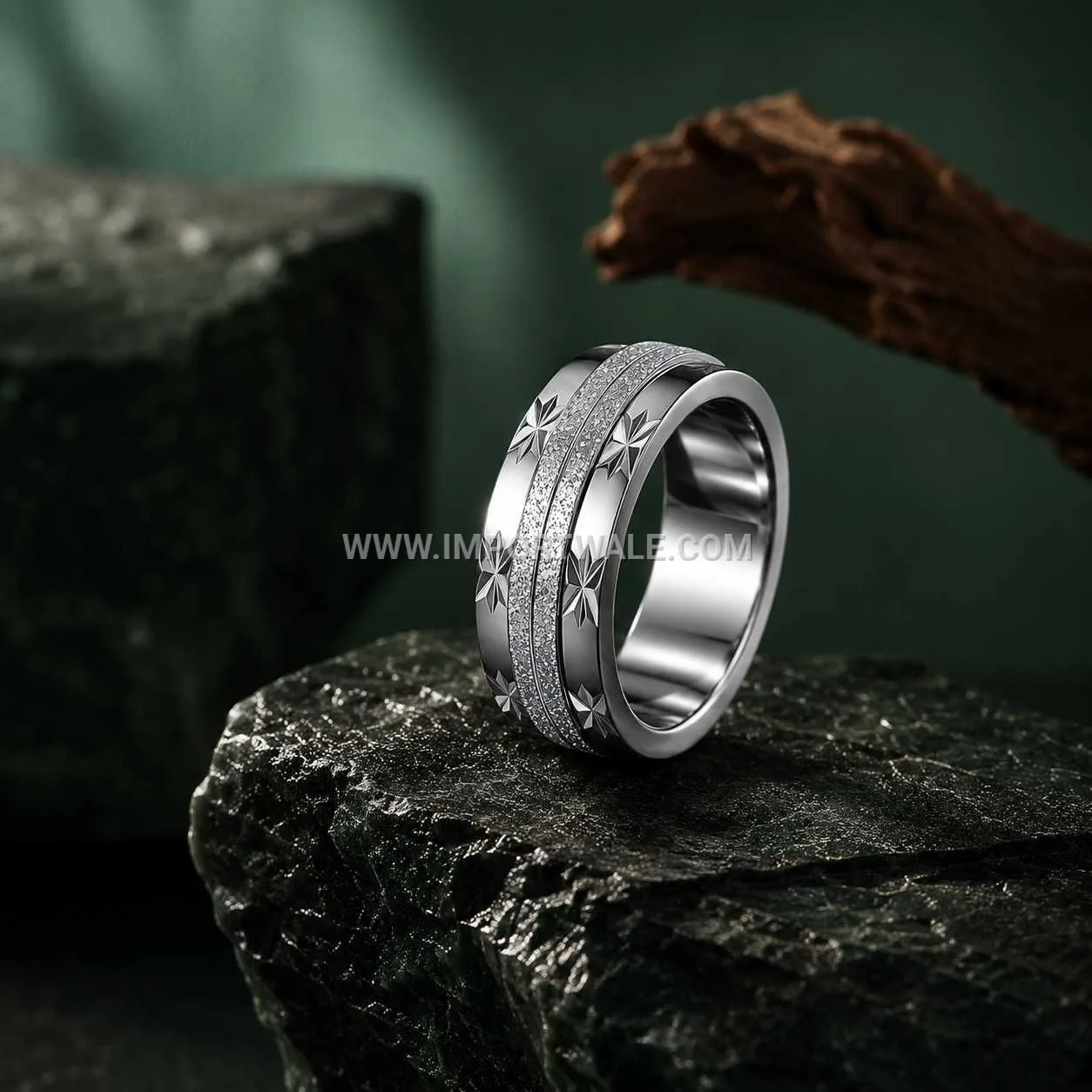 Frosted Sandblast Titanium Steel Spinner Band Ring