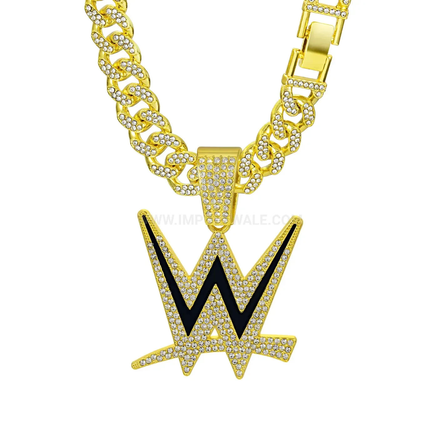 Rhinestone Letter W Initial Hip Hop Pendant