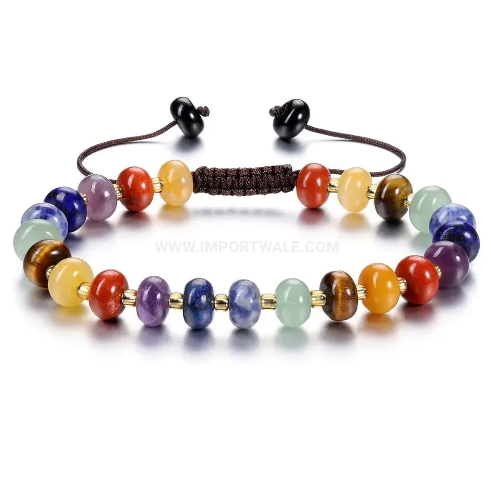 Handwoven Stainless Steel and Natural Stone Beaded Bracelet