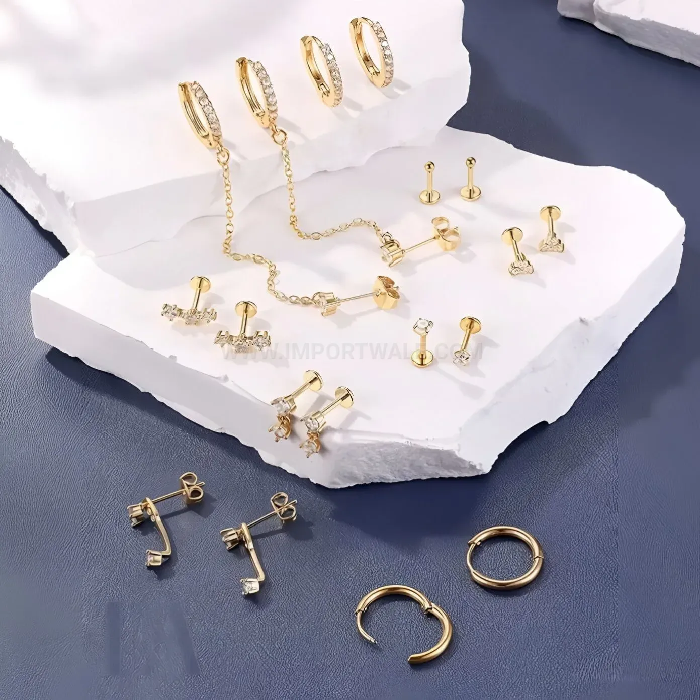 Classic Geometric Titanium Steel Piercing Hoop Earring Set