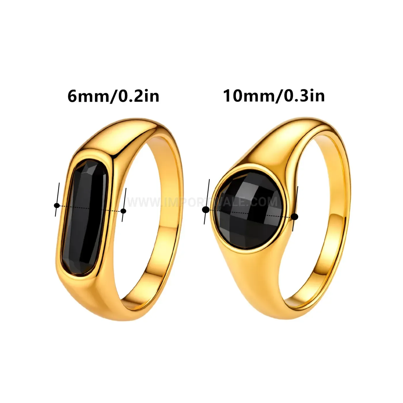 Stainless Steel Signet Ring with Black Inlay Accent