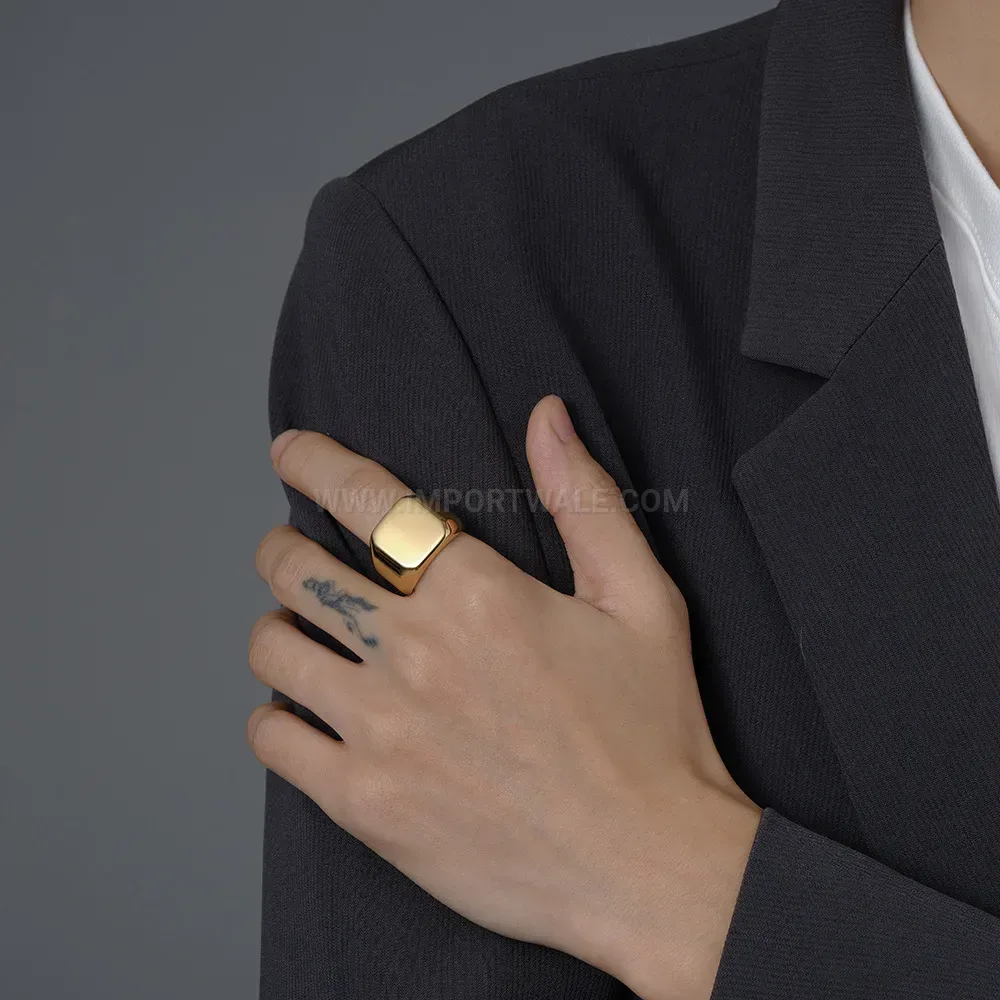 Fashion Geometric Laser Etched Square Stainless Steel Band