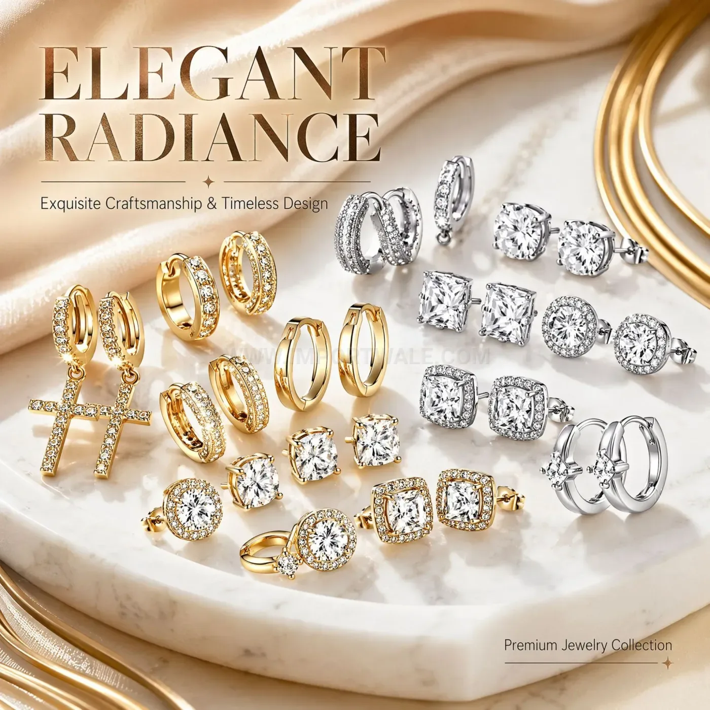 Premium Pave Zircon Stainless Steel Huggie Hoop Earring Collection