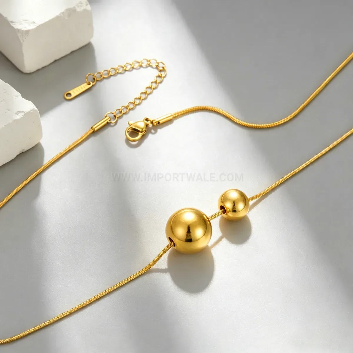 Modern Minimalist Steel Bead Clavicle Chain Necklace for Women