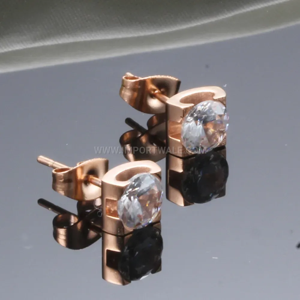 Hollow Geometric Cubic Zirconia Stainless Steel Studs