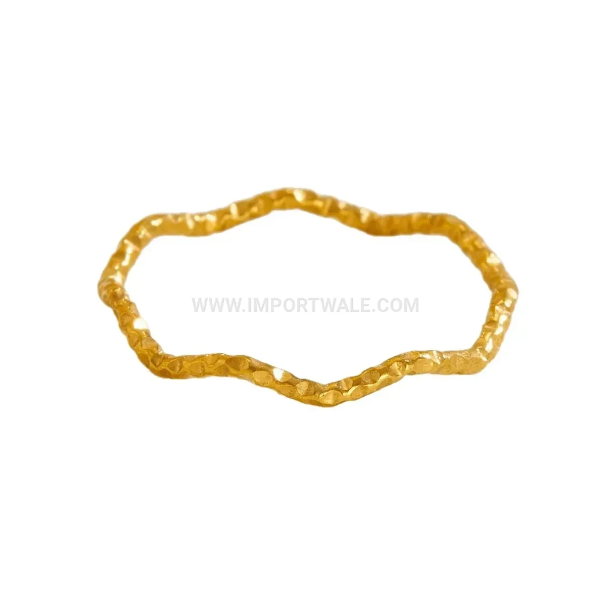 Textured Wave Gold Plated Stainless Steel Plain Band Ring