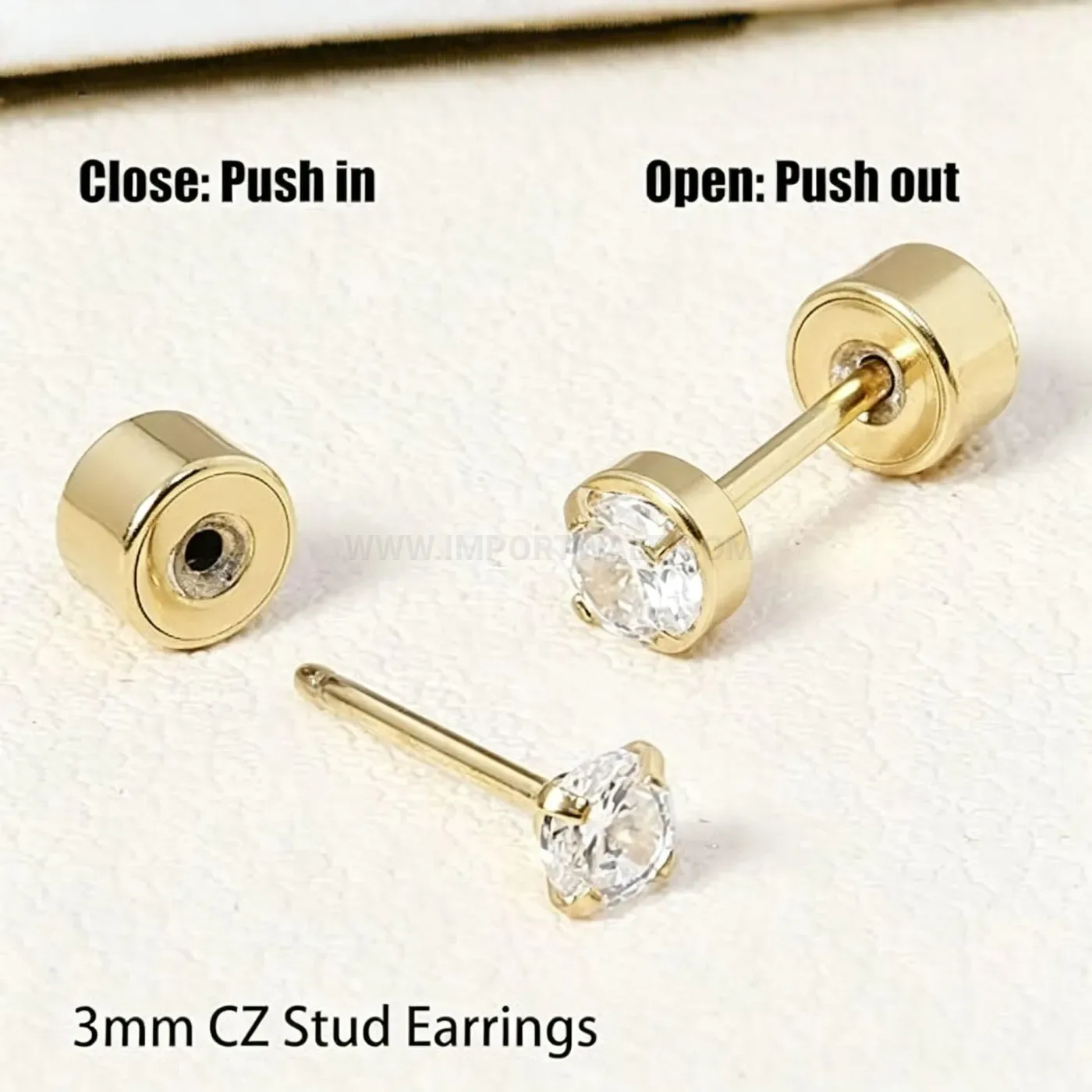 Trendy Four-Prong Zirconia Flat Back Stainless Steel Piercing Stud Earring