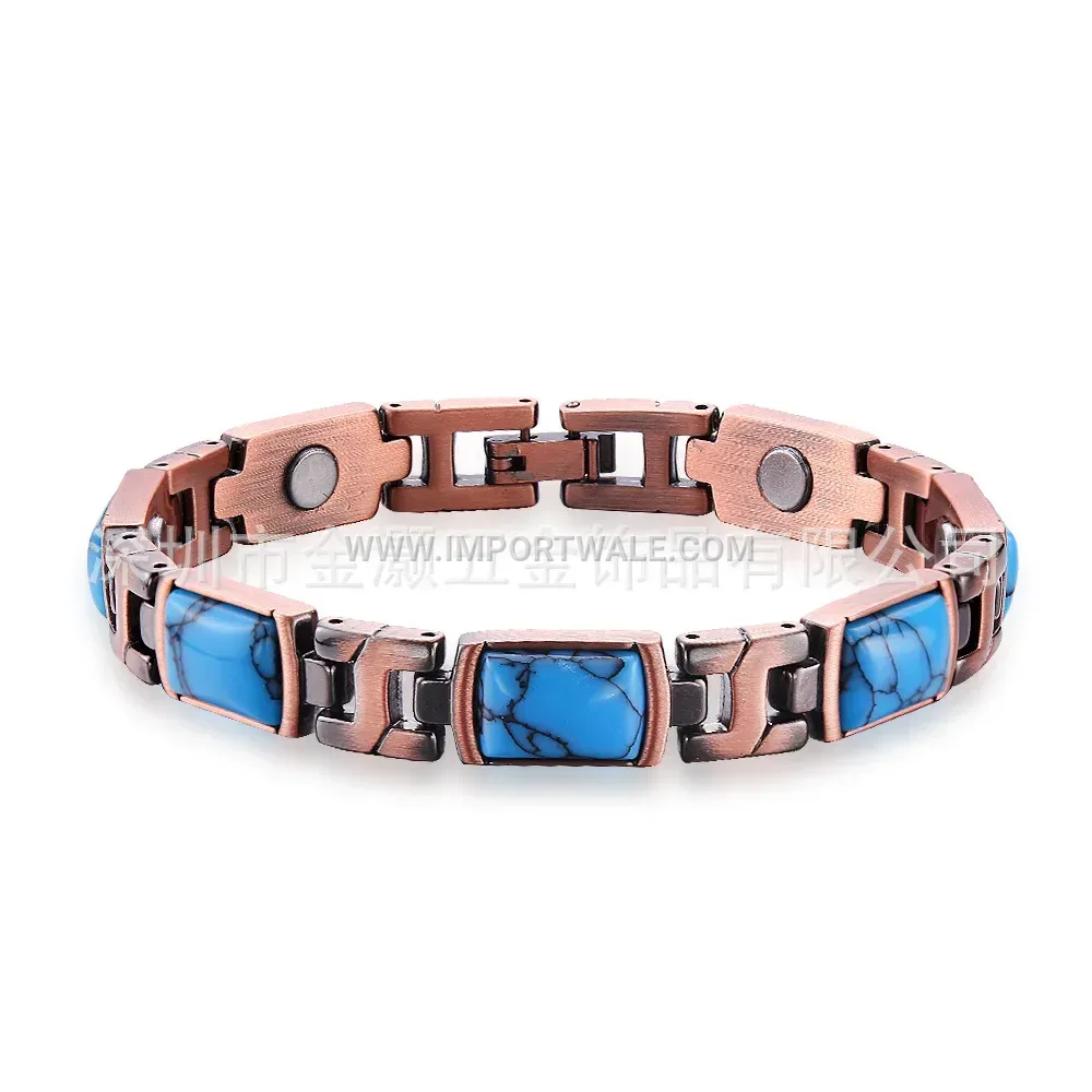 Retro Geometric Square Alloy Magnetic Therapy Bracelet