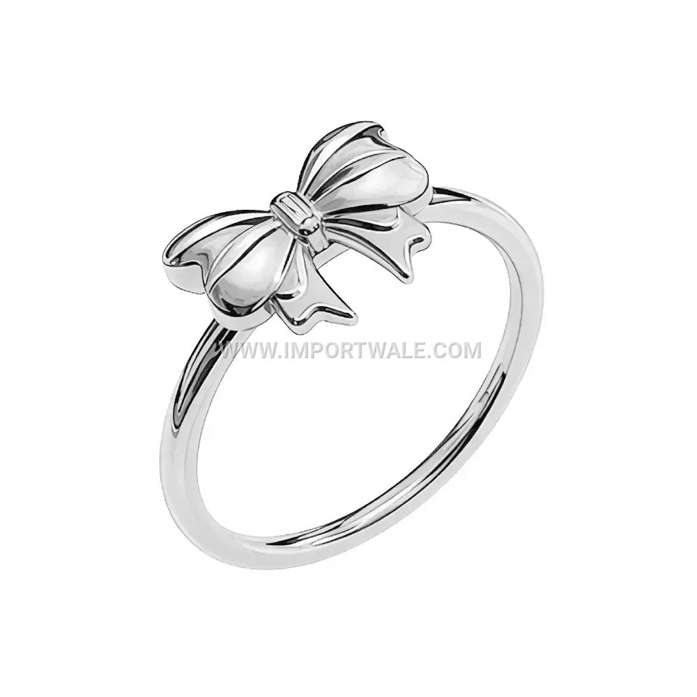 Bowknot Motif Stainless Steel Cocktail Ring