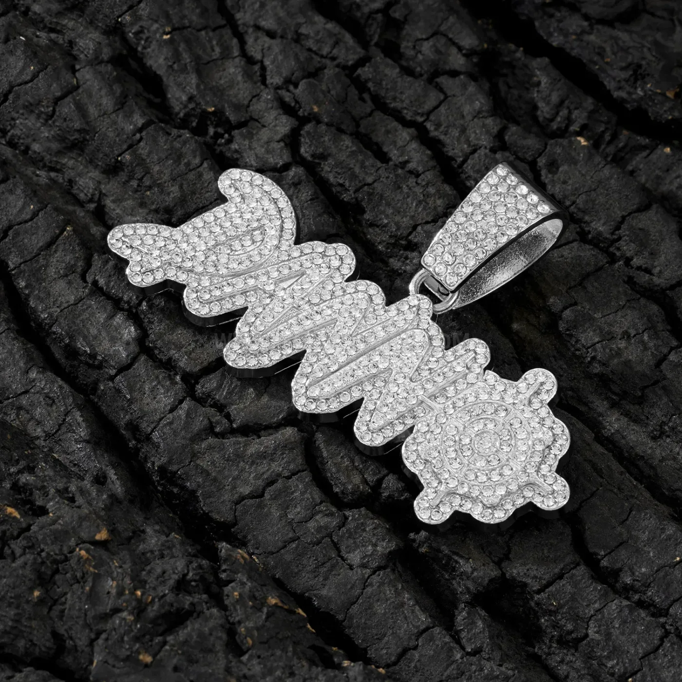 Stylish Iced Out DANN Letter Pendant Cuban Link Necklace
