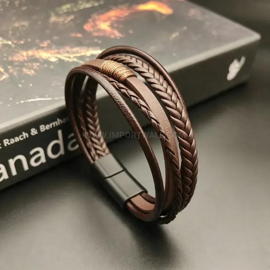 Premium Multi-Strand Woven Leather Bracelet with Magnetic Clasp