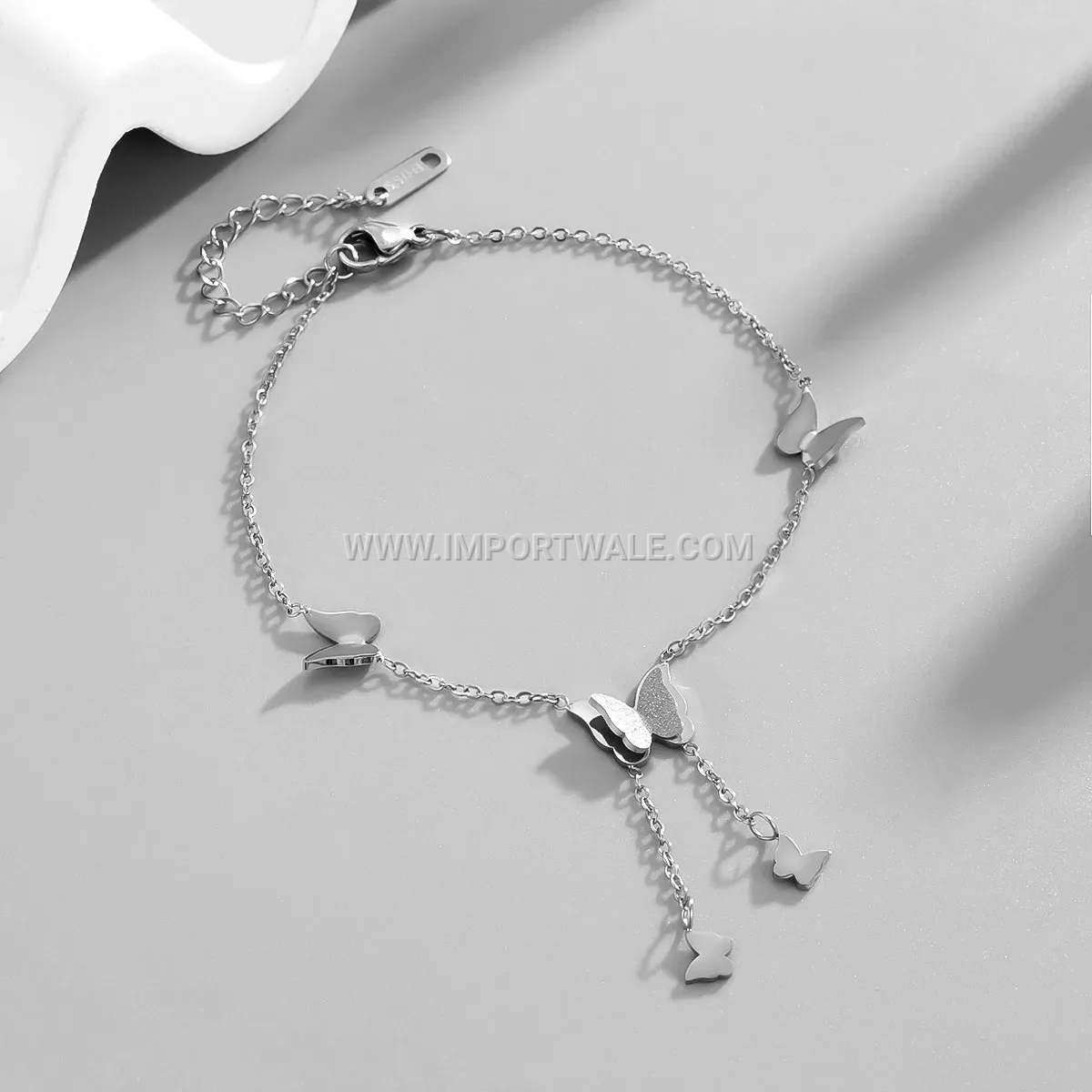 Frosted Butterfly Tassel Titanium Steel Premium Anklet Anti Tarnish