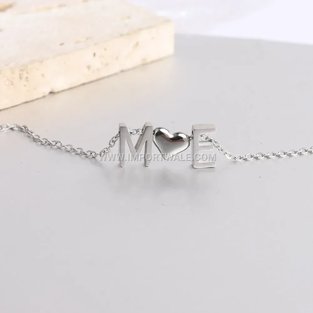 Customizable Stainless Steel Initial Letter Pendant Charm Necklace